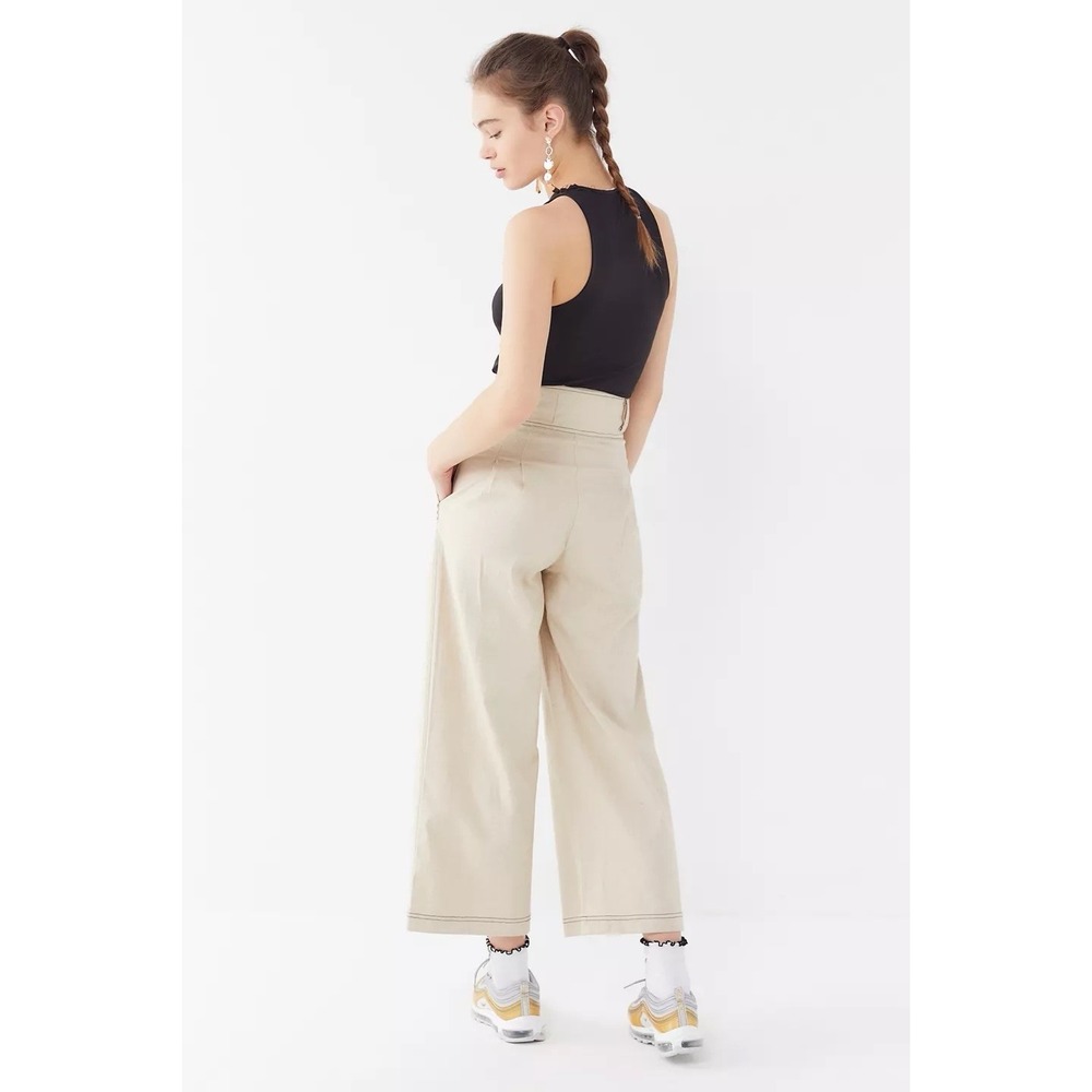 House Of Sunny L.A. Pleated Wide Leg Pants, Tan, Sz US 6
